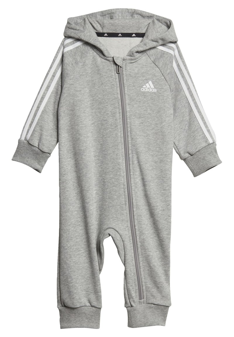 adidas Performance ESSENTIALS 3-STRIPES BODYSUIT KIDS - Tuta jumpsuit - medium grey heather/white