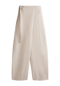 LINEN CROSSOBER BALLOON - Pantalon classique - stone