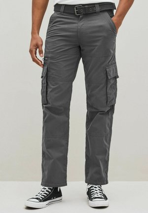 RELAXED FIT BELTED - Cargo trousers - charcoal grey
