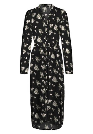 Vero Moda VMEASY LONG V NECK SHIRT DRESS - Μάξι φόρεμα - black/sandy