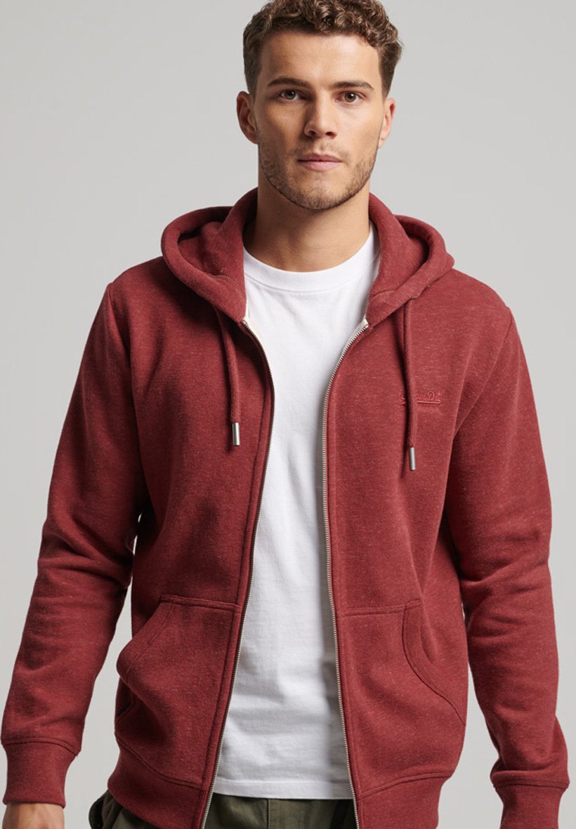 Superdry VINTAGE LOGO EMB - Zip-up sweatshirt - rhubarb marl/red -  Zalando.co.uk