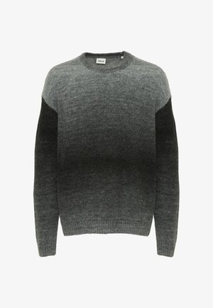 Grå strikkegenser med et gradientdesign som går fra lys grå til mørk grå. Har en rund hals og lange ermer. Myk tekstur.