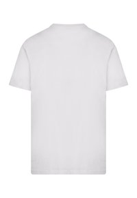Hvid bomulds t-shirt, kortærmet, rund hals, glat tekstur, enkel design, ingen grafik eller dekorationer, lige kant.