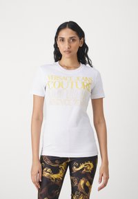 Versace Jeans Couture - UPSIDE DOWN - Camiseta estampada - white/gold Imagen en miniatura 1