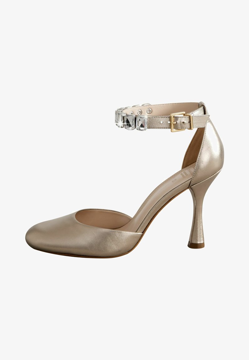 Next REGULAR FIT SIGNATURE JEWEL STRAP ROUND TOE - Hoge hakken - gold