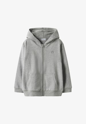 Športna jopa s kapuco na zadrgo - grey melange