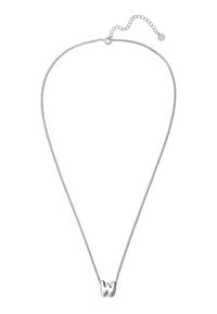 Sidabrinė kaklo grandinėlė su plona grandine, kuri turi švelniai rašytą raidę "W" kaip pakabuką. Reguliuojamo ilgio su užtrauktuku ir prailginimo grandine.