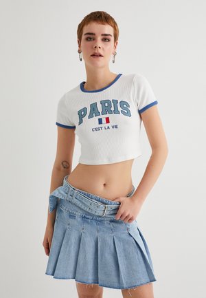 Koton PARIS CROP - T-shirt imprimé - white