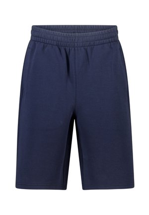 Marineblauwe casual shorts met elastische taille en zijzakken, knielang, gemaakt van zachte stof.