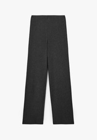 Wijde broek in een gestructureerde donkergrijze stof, met een gladde tailleband en een rechte snit, ontworpen voor een ontspannen pasvorm.