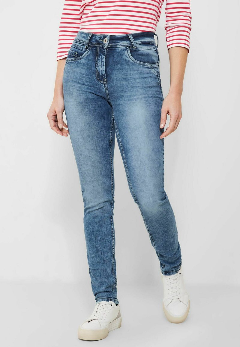Cecil B378277 Jeans Slim Fit, Light Grey Stone Wash, 27W x 30L Donna
