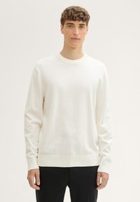 TOM TAILOR DENIM BASIC CREWNECK  - Strickpullover - wool white