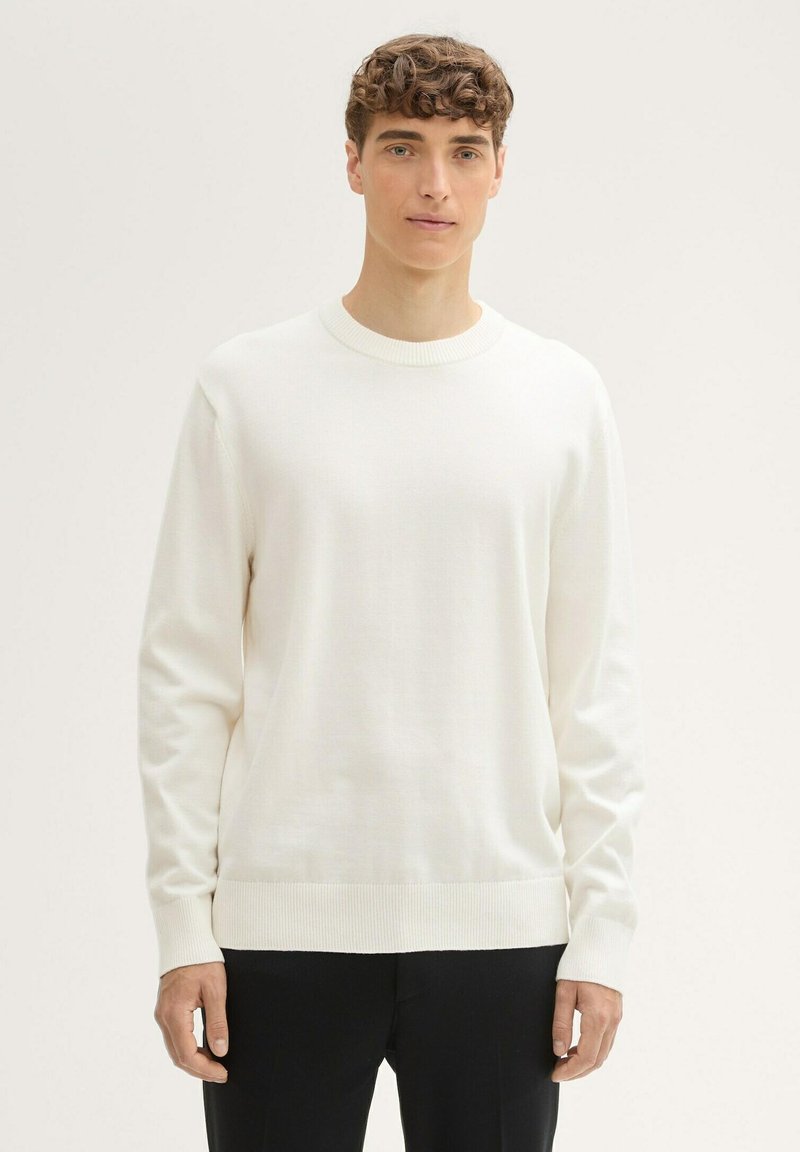 TOM TAILOR DENIM BASIC CREWNECK  - Strickpullover - wool white