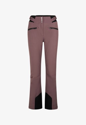 Skihosen in Mauve mit einem schwarzen unteren Akzent. Mit einem Reißverschluss vorne, verstellbarem Bund und schmalem Bein mit leichtem Schlag.