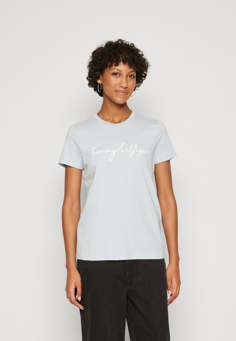 Tommy Hilfiger SIGNATURE TEE - Marškinėliai su spaudiniu - breezy blue