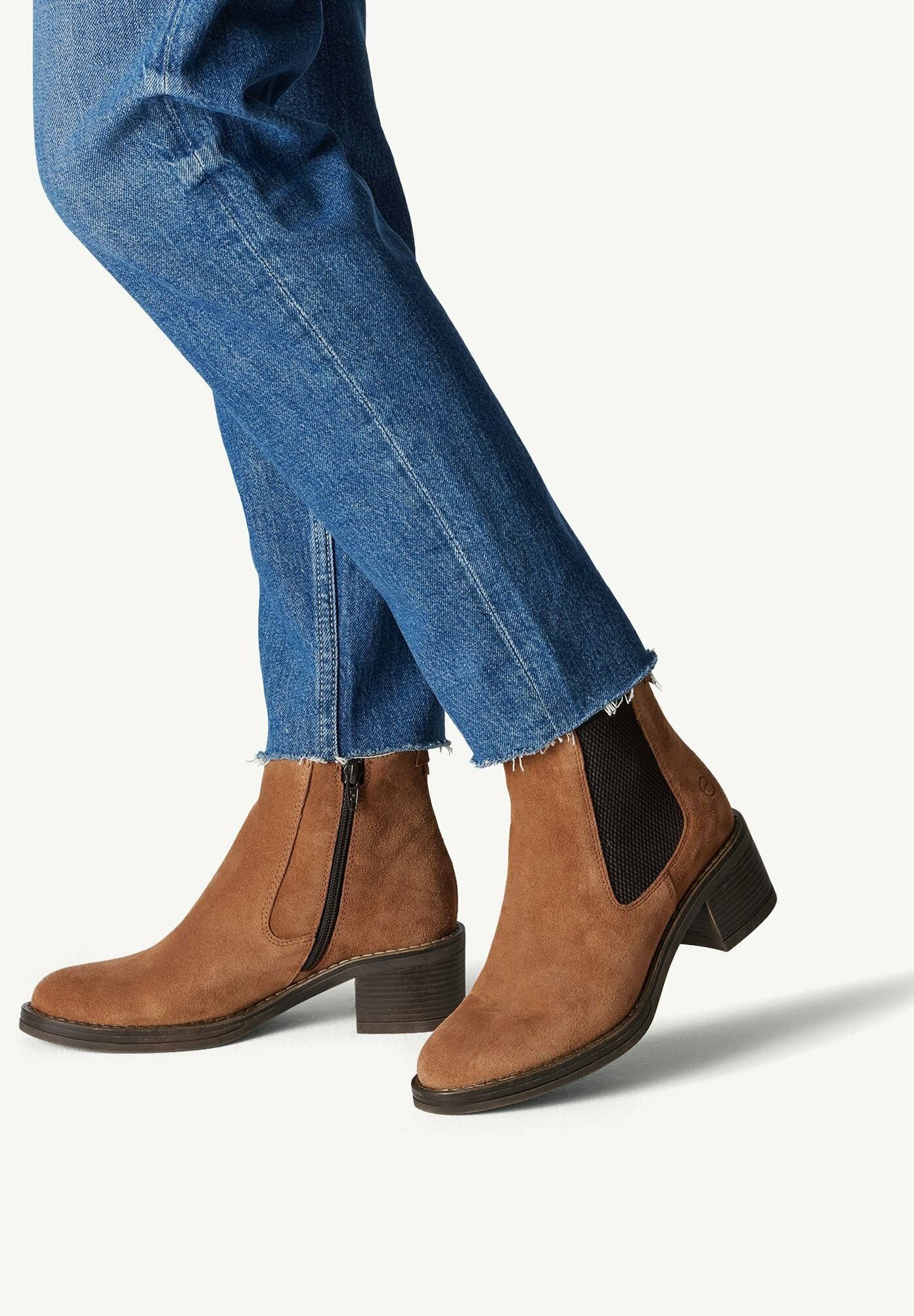 Tamaris Femme Bottines Chelsea Cuir Souple - Bottines Mi-Mollet Confortables