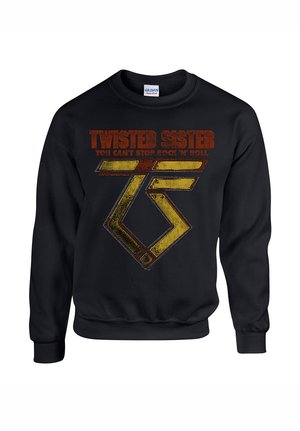 Sort sweatshirt med et grafisk design med "Twisted Sister" i slidt rød og et gult, stiliseret logo. Materiale i bomuldsblanding.