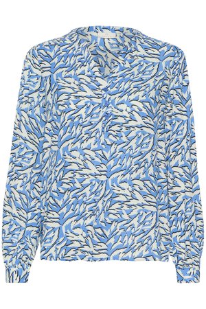 Bluse - blue white graphic animal