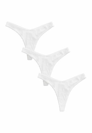 Witte katoenstringen in een set van drie, met een geribbelde textuur, smalle bandjes en een minimalistisch ontwerp met naadloze randen.