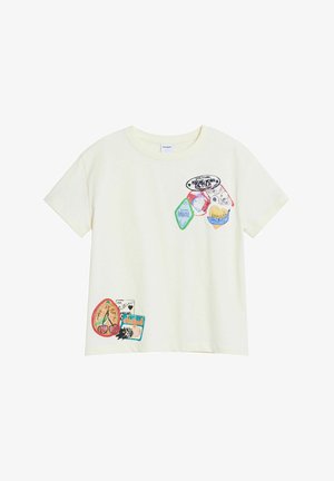 WITH EMBROIDERED PATCHES - Majica kratkih rukava s printom - beige