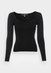 Svart ribbad långärmad topp med fyrkantig halsringning. Har en figurnära passform och strukturerad tyg vilket ger en tät och strömlinjeformad silhuett.