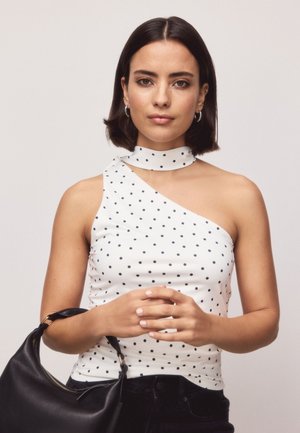 Next REGULAR FIT - SOFT TOUCH SLINKY SCARF NECK - Top - ecru black polka dot
