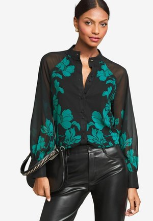 LONG SLEEVE GRANDAD COLLAR - Blusa - black