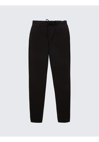 Pantaloni della tuta neri realizzati in tessuto morbido, con vita elastica, cordoncino regolabile, tasche laterali e caviglie elastiche.