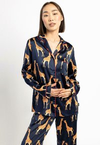 Chelsea Peers GIRAFFE REVERE COLLAR BUTTON UP LONG SET - Pyjama - navy