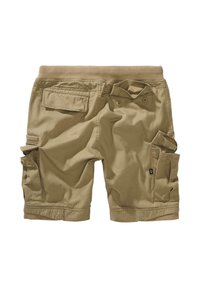 Khakifargede cargoshorts laget av bomullsblanding, med flere lommer, myk midjebånd og design som går til midt på låret.
