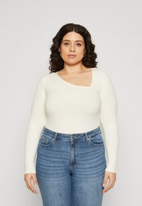 Vero Moda Curve VMCCARINA ASYMMETRIC  - Top s dlhým rukávom - snow white
