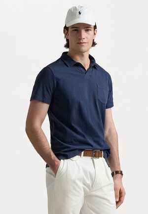 STANDARD FIT COTTON LINEN POLO SHIRT - Print T-shirt - newport navy