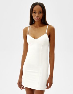 SHORT STRAPPY - Sukienka etui - white