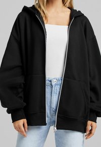 Bershka Felpa con zip - black