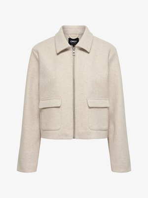 Beežist villasegu lukuga jakk kraega, kahe esiklapiga tasku ja pikkade varrukatega, sildistatud "ONLY" sees krae küljes.