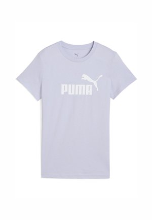 Šviesiai violetinė medvilninė marškinėliai trumpomis rankovėmis, su baltu logotipu "PUMA" ir šokančio katino piešiniu priekyje. Apvalus kaklas.