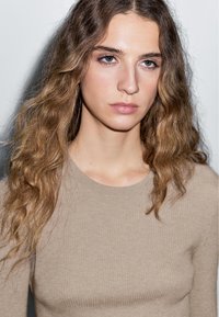 Massimo Dutti RIBBED CREW NECK - Trui - sand