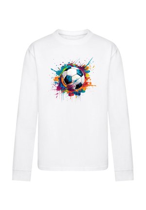 BUNTE FUSSBALL GRAFIK - Long sleeved top - weiß