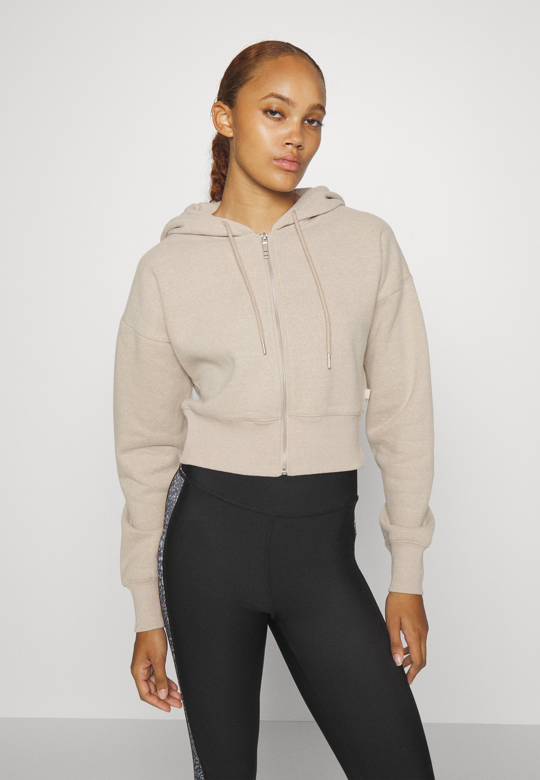 Cotton On Body ESSENTIAL CROPPED LONGSLEEVE ZIP THROUGH - Zip-up sweatshirt  - white pepper/light grey - Zalando.co.uk
