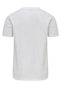 T-shirt blanc uni à manches courtes, vu de dos, avec un col rond et sans motifs ni logos visibles.
