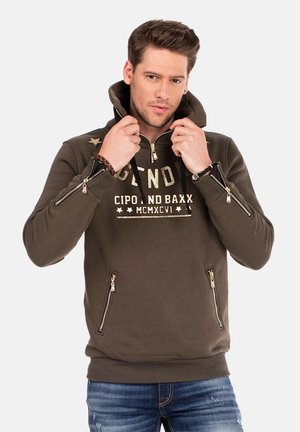 MIT HOHEM REISSVERSCHLUSSKRAGEN - Kapuzenpullover - khaki