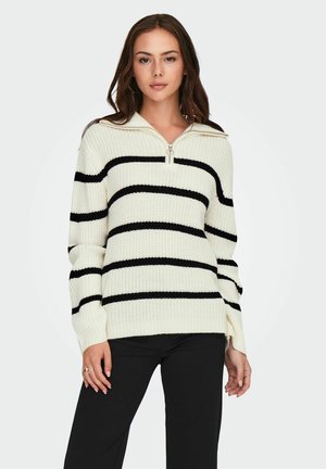 JDY TROYER LANGARM BEQUEM REISSVERSCHLUSS - Jumper - weiß