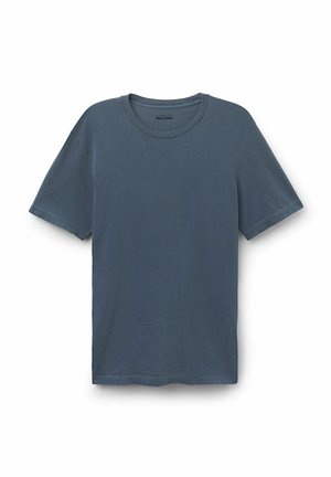 Szary t-shirt z okrągłym dekoltem wykonany z miękkiej bawełny. Krótkie rękawy, luźny krój oraz brak widocznych wzorów lub logo. Czysty, prosty design.