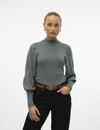 Vero Moda VMHOLLYKARISPUFF HIGHNK GA BOO - Strickpullover - balsam green