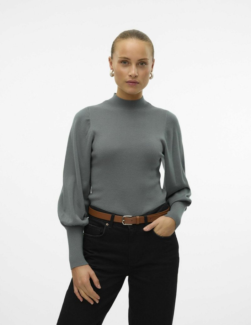 Vero Moda VMHOLLYKARISPUFF HIGHNK GA BOO - Strickpullover - balsam green