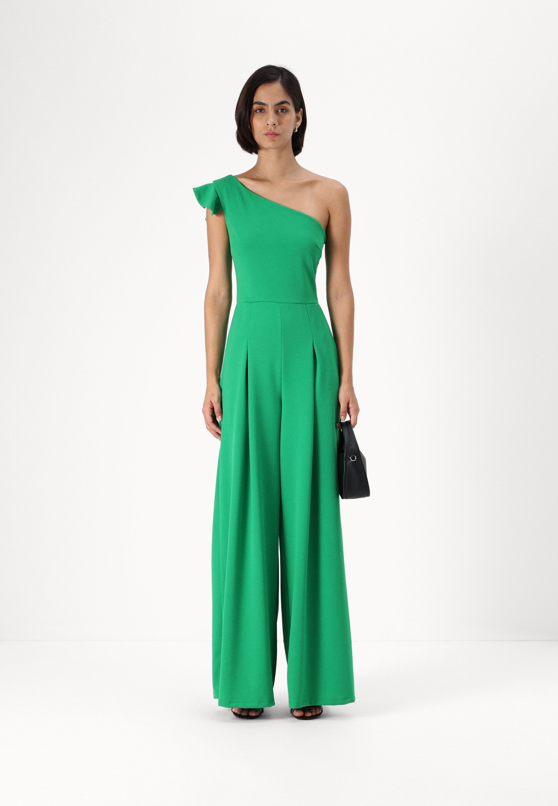 XLARGE スタジャンGreen Double Slinky Twist Neck Wide Leg Jumpsuit | boohoo