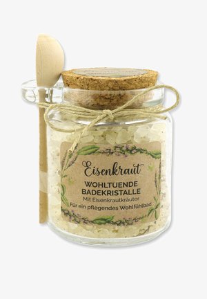Florex BADESALZ EISENKRAUT GROB MIT SCHAFMILCH GLAS MIT HOLZLÖFFEL - Schaumbad & Badezusätze - beige