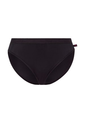Schwarze Unterhose aus glattem Stoff, mit elastischem Bund und dezentem Branding am Bund. Verfügt über einen hoch geschnittenen Beinschnitt für Komfort.