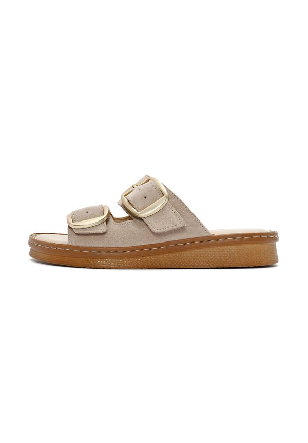 Pantolette flach - beige