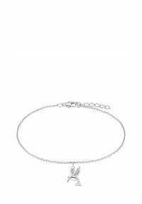 Pulsera de cadena de plata delicada con un pequeño colgante de colibrí detallado y un cierre ajustable.